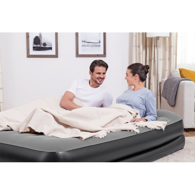 Bestway Tritech Air Mattress Queen with Built-in AC Pump and Antimicrobial Coating 2.03 m x 1.52 m x 46 cm