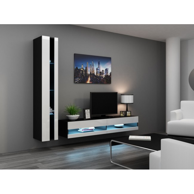 Cama TV stand VIGO NEW 30/140/40 black/white gloss