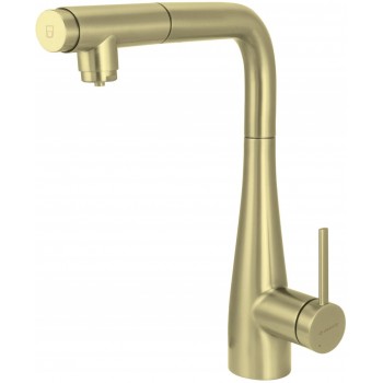 Kitchen faucet with water filter connection with pull-out spout