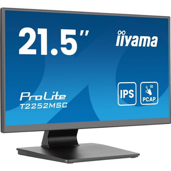 iiyama ProLite 21.5 PCAP 10pt Touchscreen monitor featuring IPS panel technology, Edge-to-Edge glass design and Anti Glare coating