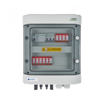 Switchgear attached DCAC hermetic IP65 EMITTER with DC surge arrester Dehn 1000V type 2, 2 x PV string, 2 x MPPT // og. AC Dehn type 2, 16A 3-F, RCD type A 40A/300mA