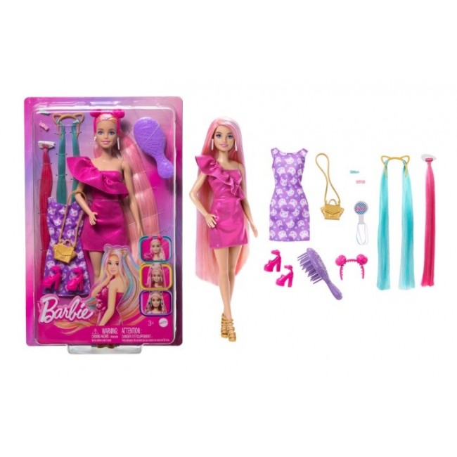 Barbie Fun & Fancy Hair Doll with Extra-Long Colorful Blonde Hair and Styling Accessories Barbie Fun & Fancy Hair Doll with Extra-Long Colorful Blonde Hair and Styling Accessories