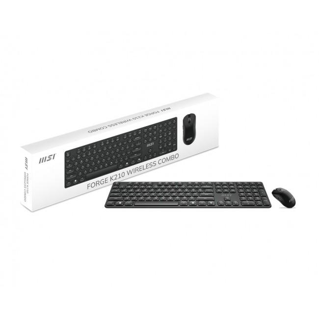 MSI FORGE K210 WIRELESS COMBO keyboard Mouse included Home/Office USB Black