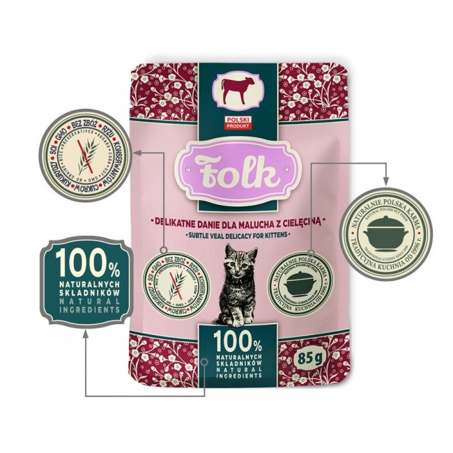 FOLK Kitten Delicate meal for kittens with veal mono - wet cat food - 85g