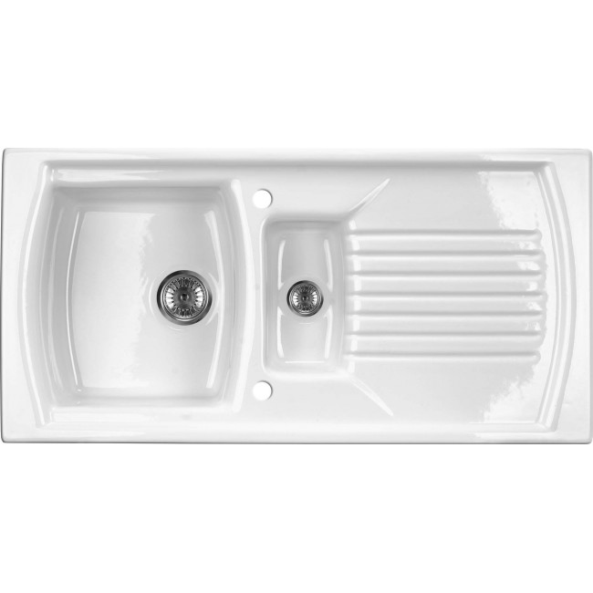 1.5-bowl ceramic sink with drainer 1.5-bowl ceramic sink with drainer