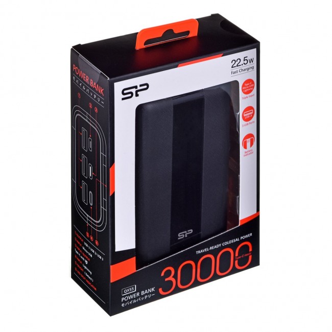 Silicon Power QX55 Powerbank Lithium Polymer (LiPo) 30000 mAh Black Silicon Power QX55 Powerbank Lithium Polymer (LiPo) 30000 mAh Black