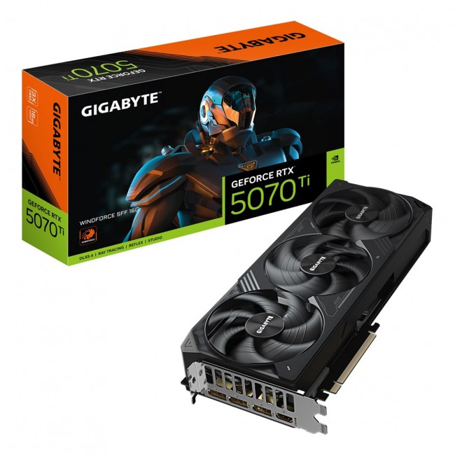 GIGABYTE GeForce RTX 5070 Ti WINDFORCE 16G Graphics Card - 16GB GDDR7, 256bit, PCI-E 5.0, 2497 MHz Core Clock, 3 x DP 2.1a, 1 x HDMI 2.1b, NVIDIA DLSS 4, GV-N507TWF3-16GD GIGABYTE GeForce RTX 5070 Ti WINDFORCE 16G Graphics Card - 16GB GDDR7, 256bit, PCI-E 5.0, 2497 MHz Core Clock, 3 x DP 2.1a, 1 x HDMI 2.1b, NVIDIA DLSS 4, GV-N507TWF3-16GD