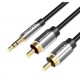 Vention 3.5mm Male to 2RCA Male Audio Cable 3M Black Metal Type