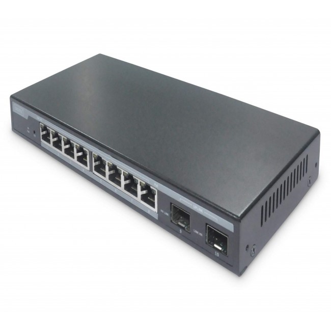 Digitus 8-Port Gigabit PoE Networkswitch, Desktop, L2 managed, 2 Uplinkports, SFP, 86 W, af/at