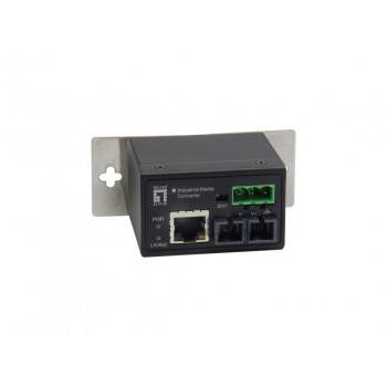 LevelOne RJ45 to ST Fast Ethernet Industrial Media Converter, Multi-Mode Fiber, 2km, -40 C to 75 C
