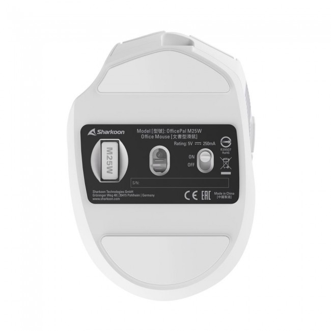 Sharkoon OfficePal M25W mouse Gaming Right-hand RF Wireless + USB Type-C Optical 4000 DPI