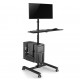 Maclean professional stand, mobile computer station on wheels, max 17