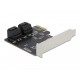 DeLOCK 4 port SATA PCI Express x1 Card - Low Profile Form Factor