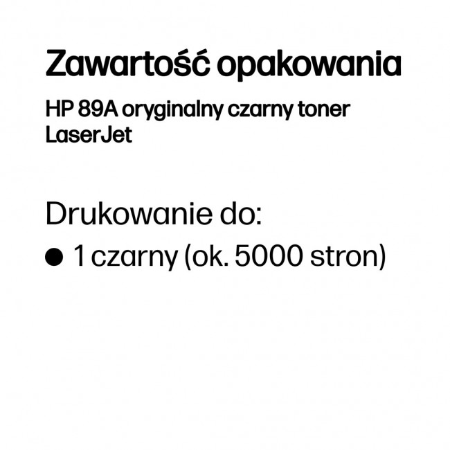 HP 89A Black Original LaserJet Toner Cartridge HP 89A Black Original LaserJet Toner Cartridge