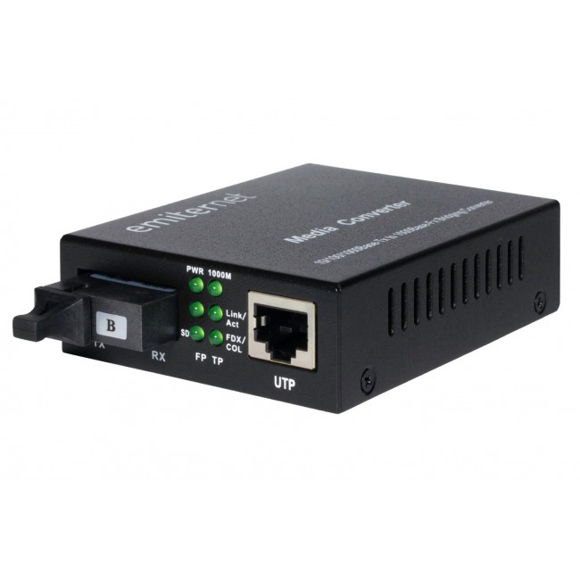 Emitter EM/1GB-ETH-1XSC-1310 WDM Ethernet converter 10/100/1000 Mbps RJ45/1xSC SM 9/125 (Tx 1310nm / Rx 1550nm) 20km