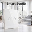 Qoltec 52716 Smart Touch 2-Gang Light Switch | Wi-Fi | Timer | Tuya | Smart Life | Tempered Glass | White