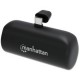 Manhattan Power Bank with integrated USB-C plug, 5000 mAh, Up to 20W output, Kickstand for Use as Charging Phone Holder, Black, One Year Warranty