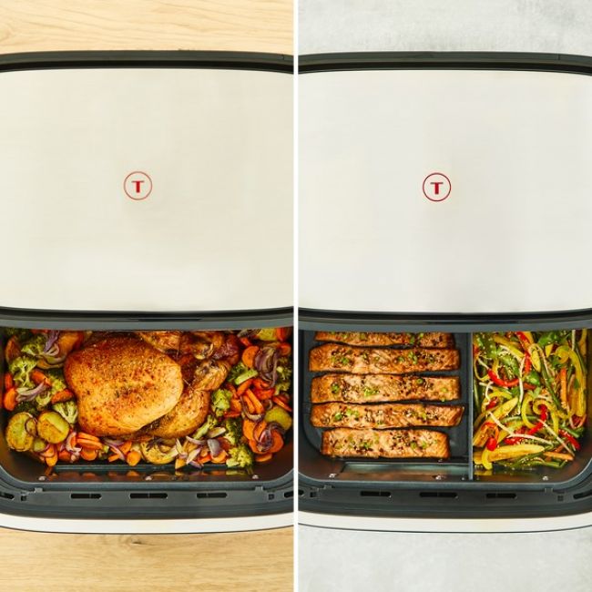 Tefal Dual Easy Fry Flex EY9228 9 L Stand-alone 2700 W Hot air fryer Black, Stainless steel