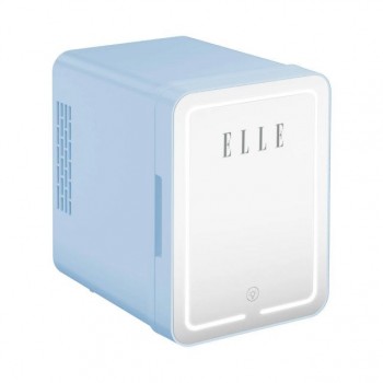 ELLE 4L mini fridge with LED make-up mirror, blue