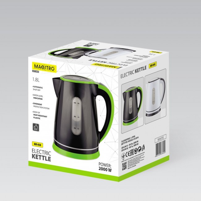 Maestro MR-058-Black Electric Kettle 1,8 L