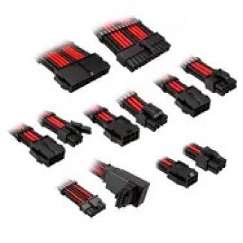 Kolink Core Pro Braided Cable Extension Kit 12V-2x6 Type 1 - Jet Black/Racing Red