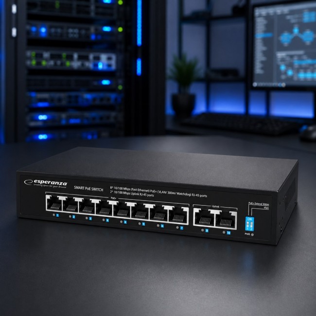 Esperanza ENS106 10-port Poe Switch 10/100 96W Esperanza ENS106 10-port Poe Switch 10/100 96W