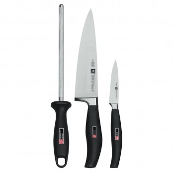 set of 2 knives + Zwilling Five Star sharpener