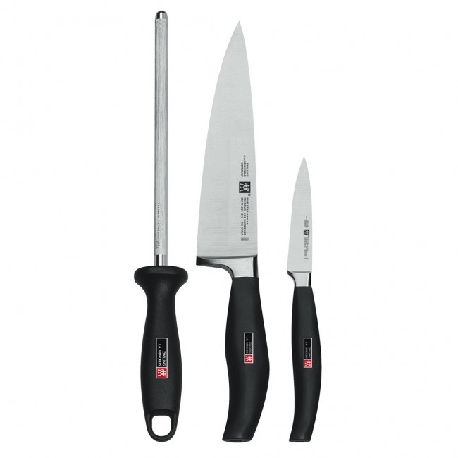 set of 2 knives + Zwilling Five Star sharpener set of 2 knives + Zwilling Five Star sharpener