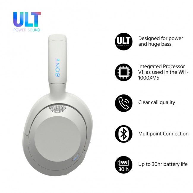 Sony ULT WEAR - Wireless Bluetooth Headphones with ULT POWER SOUND, Ultimate Deep Bass, Noise Cancelling, Clear Call Quality, Up to 30hr Battery Life, IOS & Android