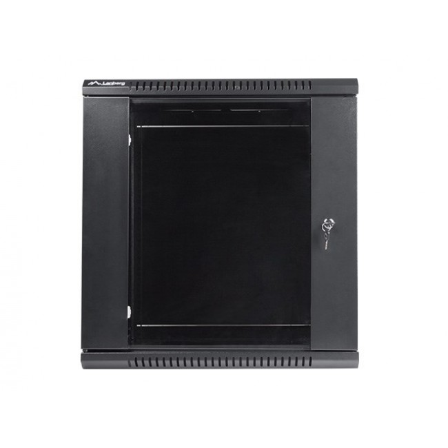 Lanberg wall-mounted installation rack cabinet 19'' 12U 600x450mm black (glass door) Lanberg wall-mounted installation rack cabinet 19'' 12U 600x450mm black (glass door)
