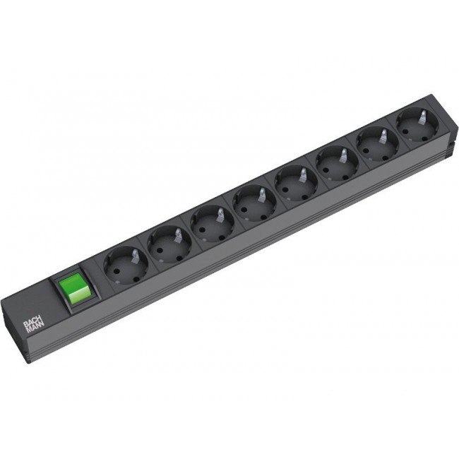 Secomp 19.07.1182 power extension 2 m 8 AC outlet(s) Black