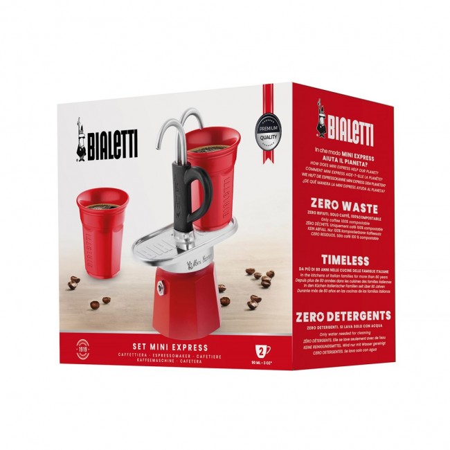 Bialetti Mini Express coffee machine red 2tz + 2 cups