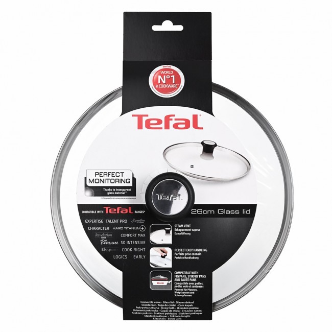 Tefal 28097612 pan lid Round Black, Stainless steel, Transparent