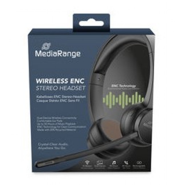 MediaRange MROS307 headphones/headset Wireless Head-band Calls/Music USB Type-C Bluetooth Black