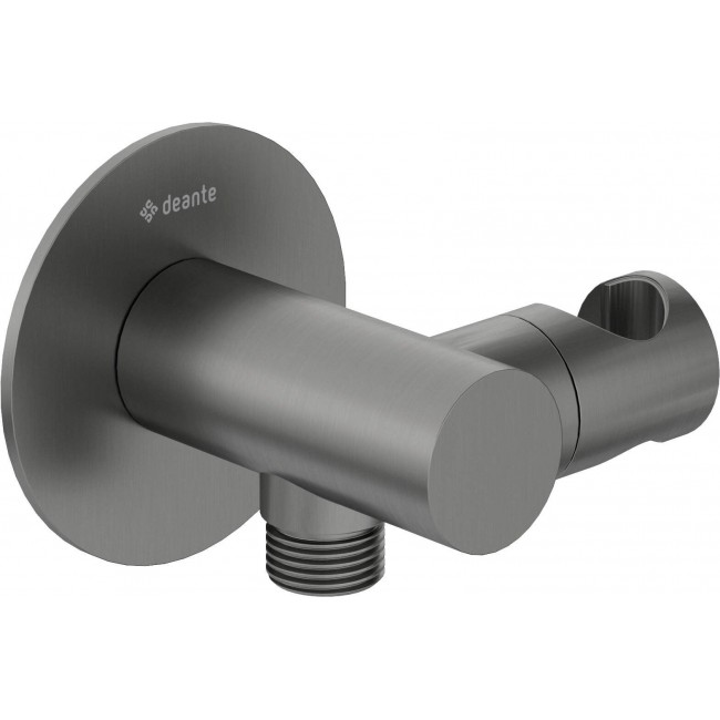 Round angled connector with handset holder Round angled connector with handset holder