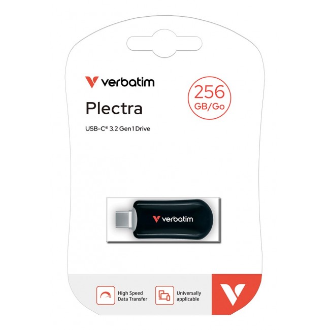 Verbatim Plectra USB-C Flash Drive Black 256GB Verbatim Plectra USB-C Flash Drive Black 256GB