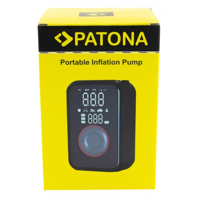 PATONA Electric tire inflator 10.3 bar / 150 PSI Powerbank and LED light Black PATONA Electric tire inflator 10.3 bar / 150 PSI Powerbank and LED light Black