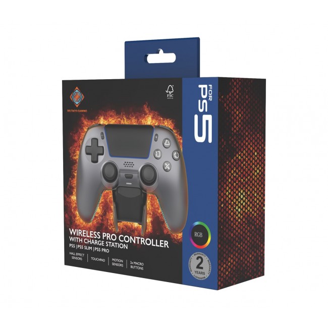 Deltaco Gaming GAM-199-STEELGRAY Gaming Controller Grey, Metallic, Steel Bluetooth/USB Gamepad PlayStation 5, Android, iOS