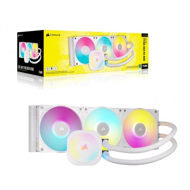 Corsair iCUE LINK TITAN RX RGB Processor All-in-one liquid cooler 12 cm White 1 pc(s) Corsair iCUE LINK TITAN RX RGB Processor All-in-one liquid cooler 12 cm White 1 pc(s)