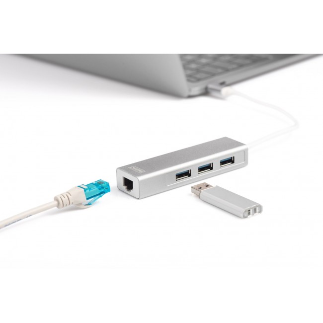 Digitus USB Type-CTM 3-Port Hub + Gigabit Ethernet