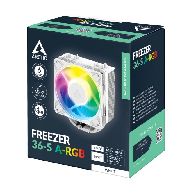 ARCTIC Freezer 36-S A-RGB (White) Multi Compatible Tower CPU Cooler