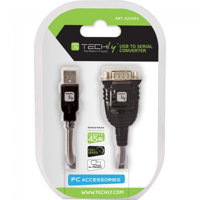 Techly USB to Serial Adapter Converter in Blister IDATA USB-SER-2T