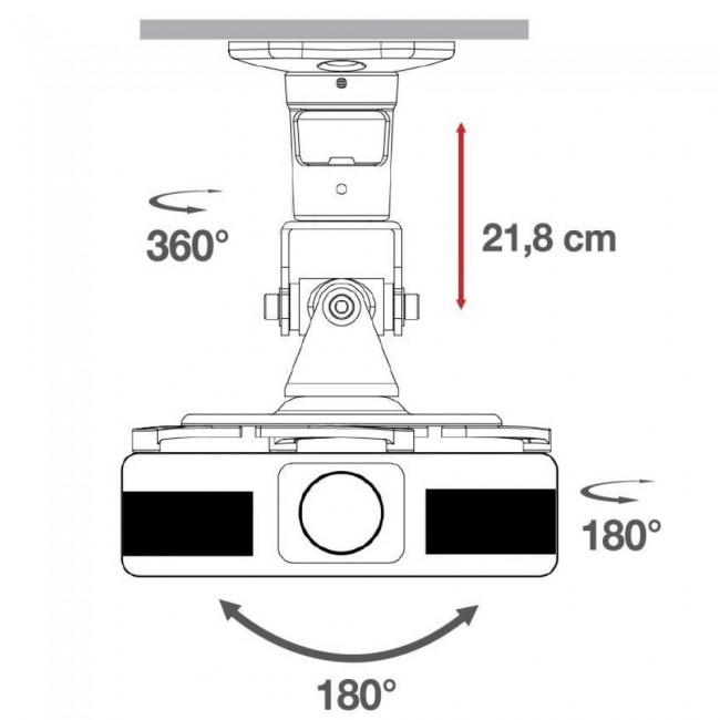 Techly Universal Ceiling Bracket for Projector, Black ICA-PM 100BK Techly Universal Ceiling Bracket for Projector, Black ICA-PM 100BK