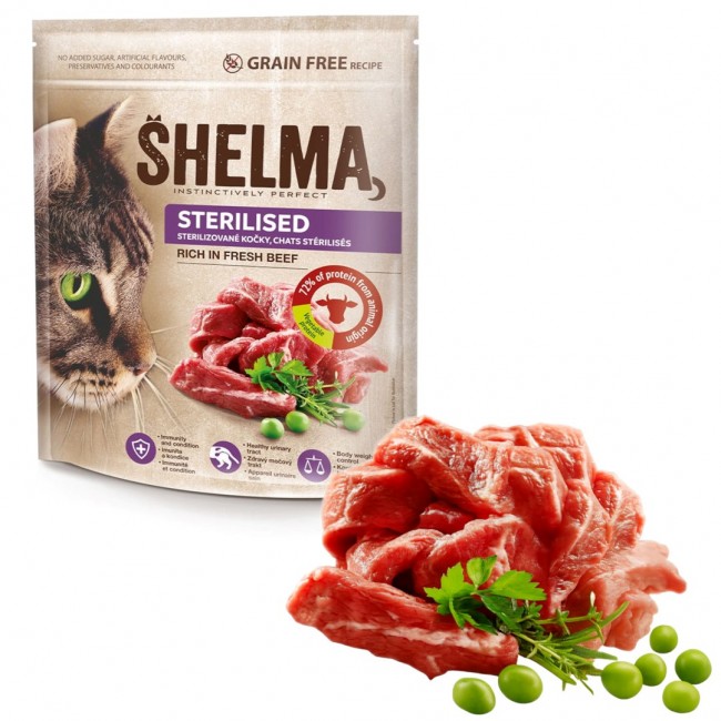 SHELMA Sterilised Rich in beef - dry cat food - 750g SHELMA Sterilised Rich in beef - dry cat food - 750g