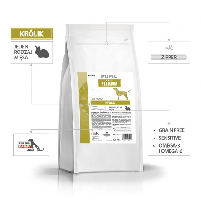 PUPIL Premium All Breeds Rabbit - dry dog food - 1,6kg