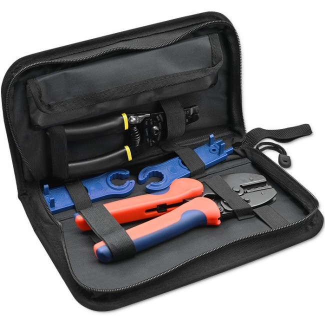 Qoltec Solar Tool Kit Compatible with MC4 Connectors | Crimping Tool + Stripping Pliers