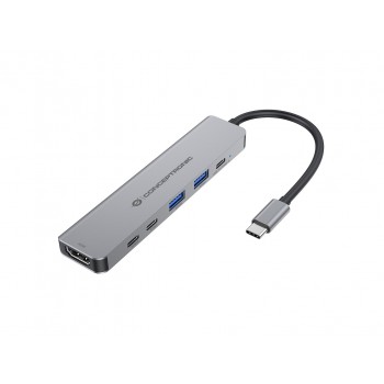 Conceptronic DONN33G 6-in-1 USB 3.2 Gen 1 Docking Station, HDMI, USB-A 5Gbps x 2, USB-C 5Gbps x 2, 100W USB PD