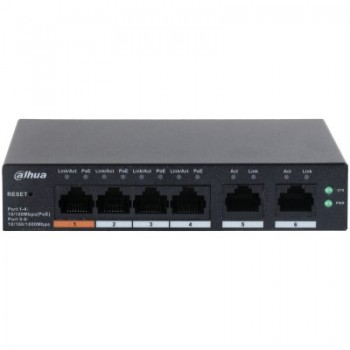 Dahua Technology DH-CS4006-4ET-60 network switch Managed L2 Gigabit Ethernet (10/100/1000) Power over Ethernet (PoE) Black