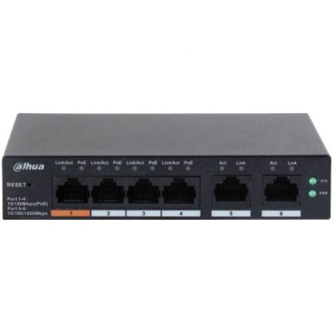 Dahua Technology DH-CS4006-4ET-60 network switch Managed L2 Gigabit Ethernet (10/100/1000) Power over Ethernet (PoE) Black