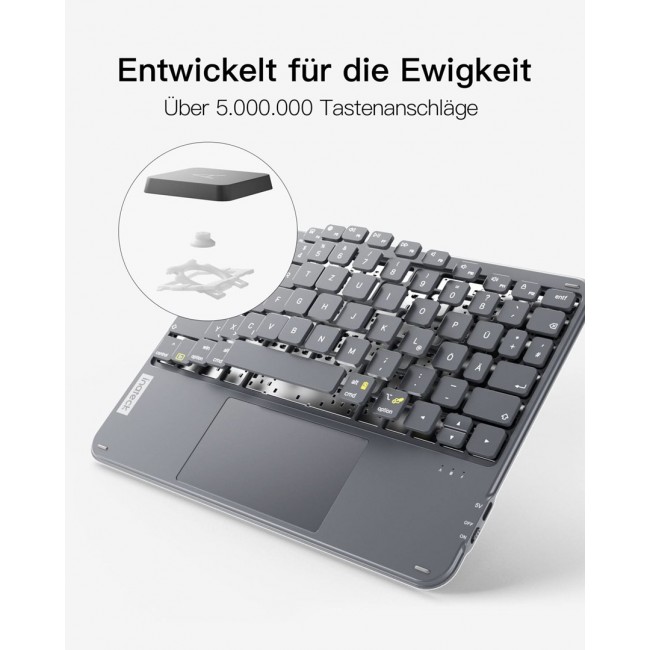 Inateck KB01105_GRAY mobile device keyboard QWERTZ Bluetooth Grey